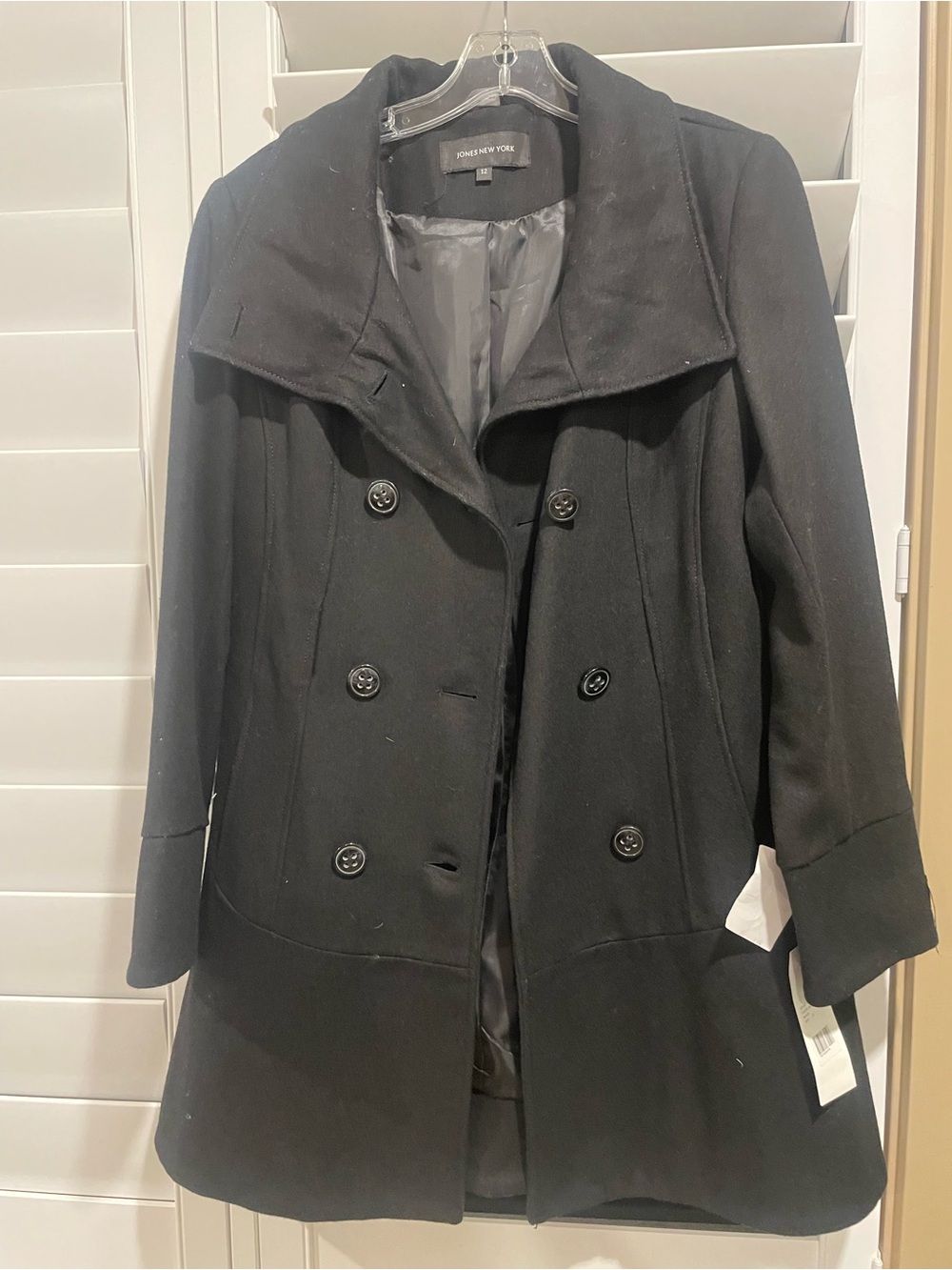 Jones New York Black Double-Breasted Pea Coat